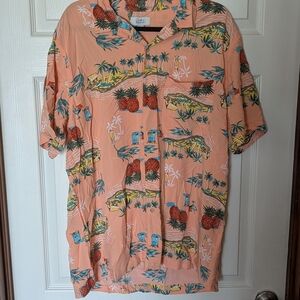 croft & barrow Peach Tropical Pineapple Print Camp Shirt